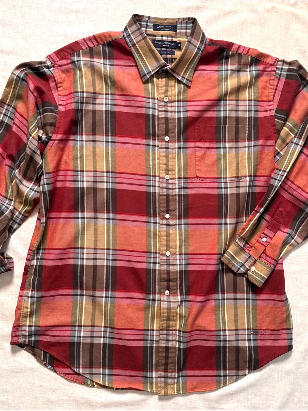Daniel Cremieux Classics Red Plaid Thin Cotton Button-Down Shirt